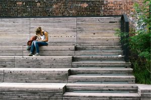 woman on stairs